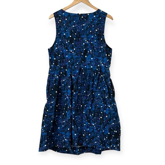 ModCloth 1X Fit & Flare Dress Blue Galaxy Star Print Sleeveless Lined Vintage - Picture 2 of 11